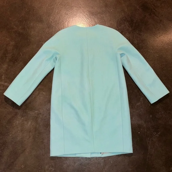 J Crew Womens Collarless Dress Coat Wool Blend Jacket Pockets Size 8 - Picture 5 of 8